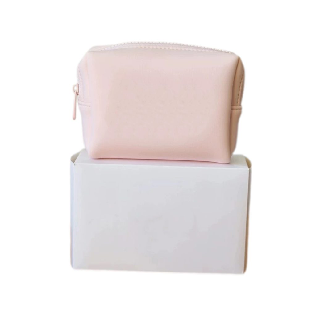 small pink makeup bag